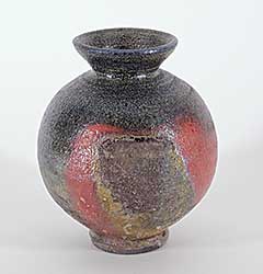 #1238 ~ Ngan - Blue and Red Raku Vase
