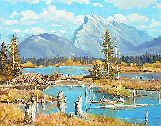 #2167 ~ Crockford - The Beaver Lodge and Mt. Rundle, Banff, Alberta