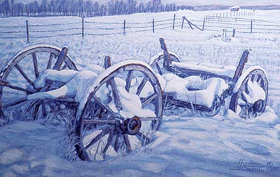 #186 ~ Sellin - Old Wagon in Snow