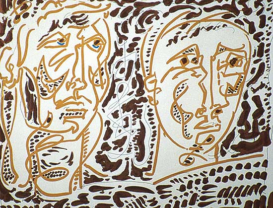 #203 ~ Masson - Untitled - Two Faces  #12/50