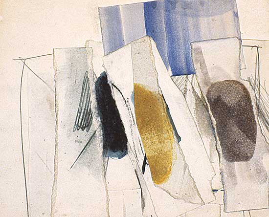 #237 ~ Onley - Untitled - Blue, Grey and Yellow Collage