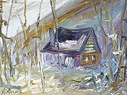 #268 ~ Richard - Untitled - Landscape with Cabin