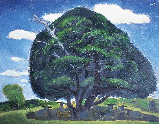 #347 ~ Winter - Untitled - Trees and Sheep
