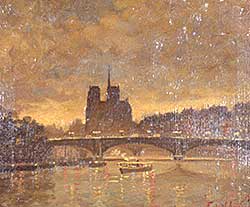 #5 ~ Armington - Untitled - Paris Night Scene, Notre Dame