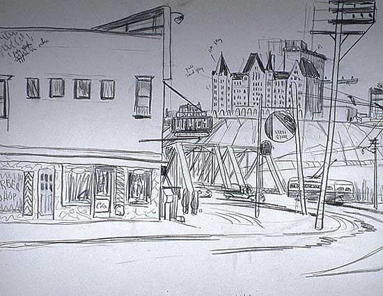 #114 ~ Kerr - Untitled - View of Edmonton with the Hotel MacDonald