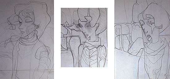 #233 ~ Nicoll - Untitled - Three Sketches of a Lady