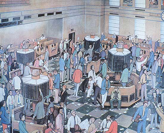 #461 ~ Kurelek - Untitled - Stock Exchange  #67/950