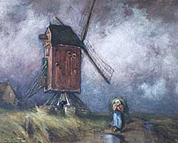 #38 ~ Chavignaud - Untitled - Lady walking by a Windmill