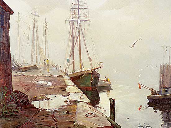 #234 ~ Cook - Untitled - Misty Harbour Scene