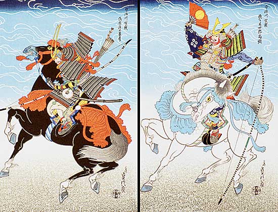 #550 ~ Sadanobu III - Warrior Kajiwara Kagesue - at the Uji River