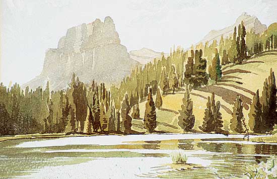 #558 ~ Shelton - Untitled - Castle Mountain and the Bow River