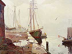#234 ~ Cook - Untitled - Misty Harbour Scene
