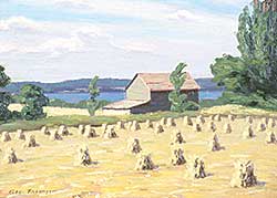 #383 ~ Thomson - Untitled - Ontario Farm scene with Lake in Distance