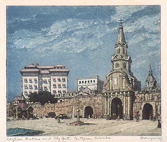 #244 ~ Hornyansky - Edifices ... and City Gate, Cartagena, Columbia