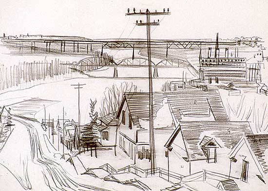#254 ~ Kerr - Untitled - View of the River Valley, Edmonton