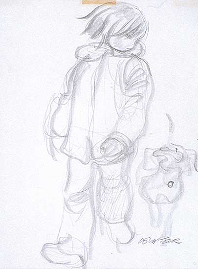 #560 ~ Winter - Untitled - Child in Winter Parka with Dog