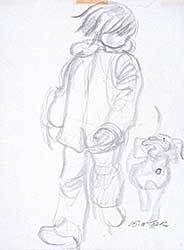 #560 ~ Winter - Untitled - Child in Winter Parka with Dog