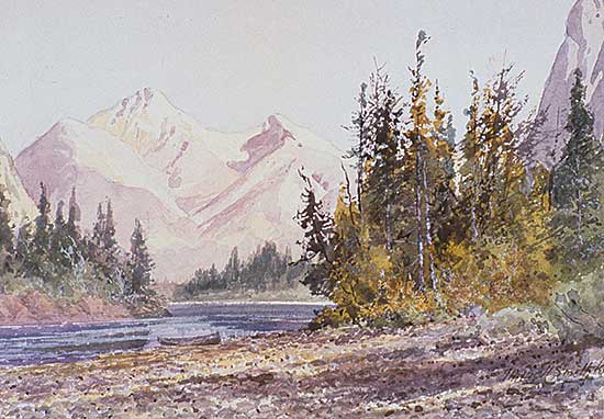 #20 ~ Bell-Smith - Looking Down the Bow River, Below the Falls, Banff, N.W.T.