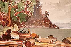 #298 ~ Thornton - Untitled - B.C. Coastal Scene with Logs on Beach