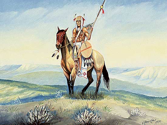 #418 ~ Calf - Untitled - Warrior on Horseback