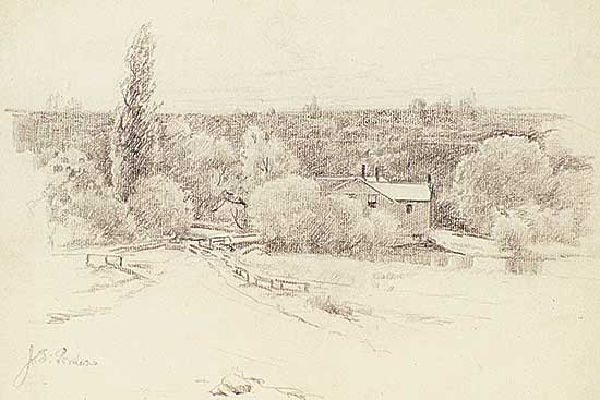 #435 ~ Gordon - Untitled - Pastoral Landscape with Road and House