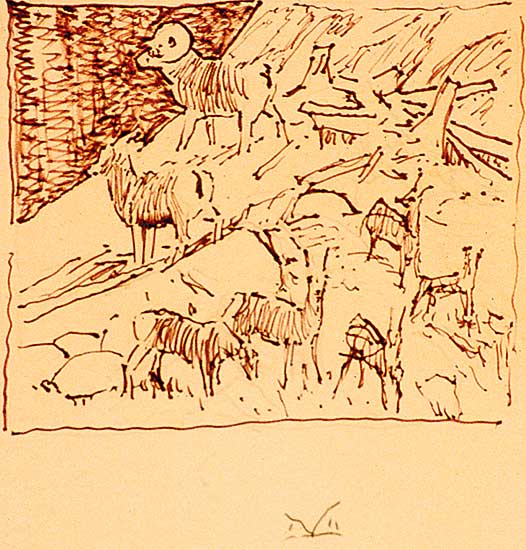 #484 ~ Kerr - Untitled - Sketch of a Herd of Mountain Goats