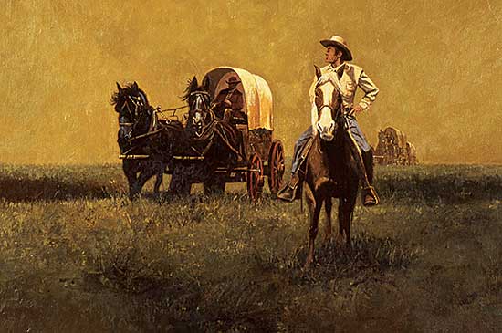 #499 ~ McKibbin - Untitled - Wagon Train with Outrider