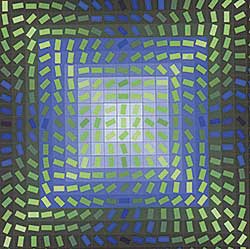 #311 ~ Vasarely - Untitled - Blue and Green Abstract  #45/100