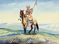 #418 ~ Chief Calf - Untitled - Warrior on Horseback