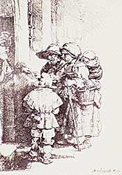 #512 ~ Rembrandt - Beggars Receiving Alms at Door