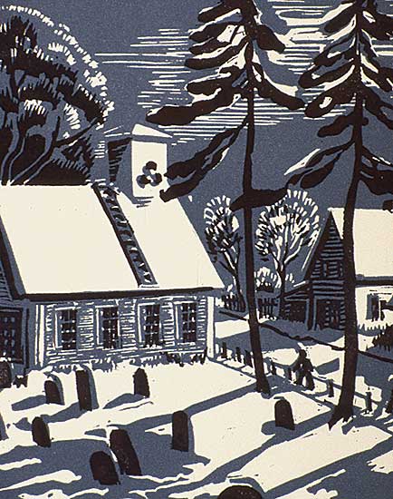 #205.1 ~ Gillett - Winter Night, Old Methodist Church, Andover, N.B.