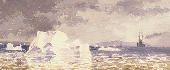 #238.1 ~ Matthews - Untitled - Three Masted Ship in Iceberg Alley