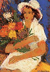 #227 ~ Mahdy - Untitled - Jeune Femme au Bouquet de Fleurs
