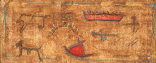 #43 ~ Cardinal-Schubert - Untitled - Animal Figures with Boat