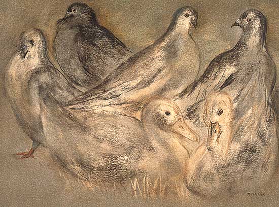 #256 ~ Muhlstock - Untitled - Sketches of Birds