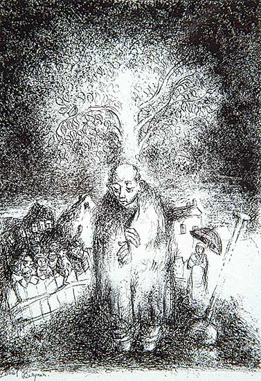 #411 ~ Bergner - Untitled - Figure in a Landscape with Tree