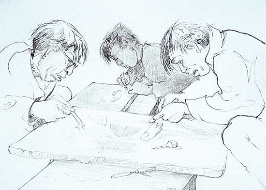 #498 ~ Ross - Cape Dorset, Cutting Stone for Printmaking