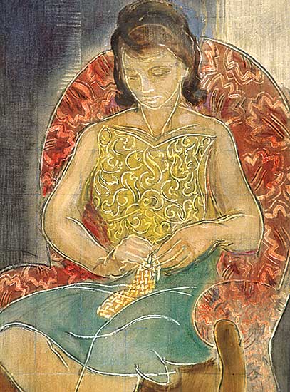 #44 ~ Goldberg - Girl Knitting