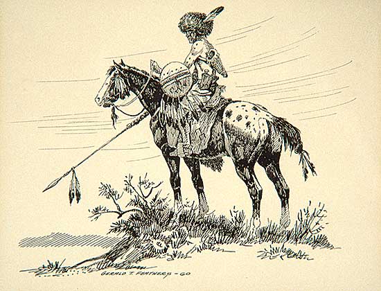 #586 ~ Tailfeathers - Untitled - Indian Brave with Fur Hat