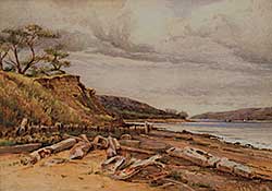 #549 ~ Rolph - Untitled - River Shore with Boats on Horizon