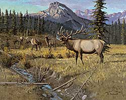#552.1 ~ Schock - Untitled - Bugling Elk in a Mountain Setting