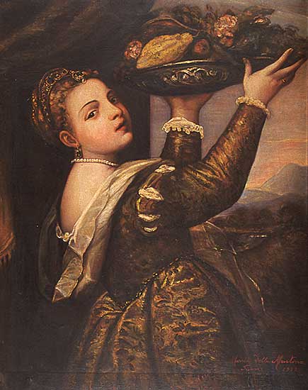 #45 ~ della Martina - Girl with a Basket of Fruit, Lavinia [after Tiziano 1555-1558]