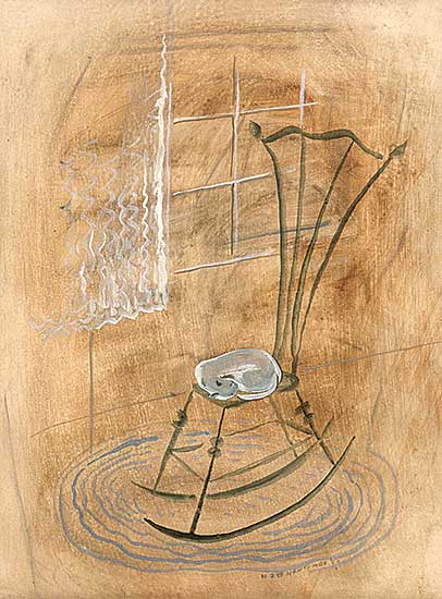 #114 ~ Newcombe - White Cat on a Rocking Chair