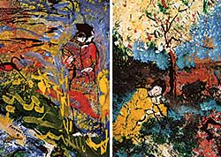 #517 ~ Moreau - LOT OF TWO - Untitled - Figure in Yellow / Untitled - Figure in Red