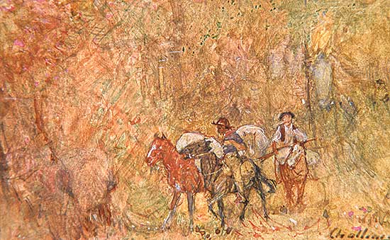 #24 ~ Challener - Untitled - Two Riders with Pack Horses