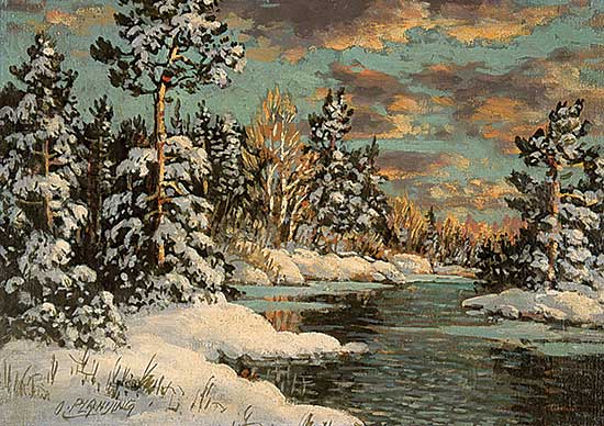 #649 ~ Planding - Untitled - Winter Stream, Dusk