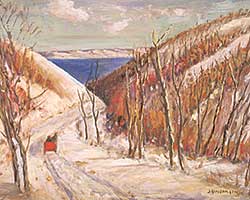 #70 ~ Henderson - Untitled - Qu'Appelle Winter and the Red Sleigh