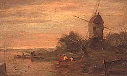 #171 ~ School - Untitled - Couple in a Boat Beside a Windmill
