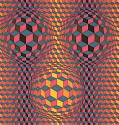#202 ~ Vasarely - Untitled - Three Circular Shapes  #61/75