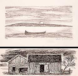 #616 ~ MacDonald - LOT OF TWO - Canoe by Moonlight / Untitled Two Barns